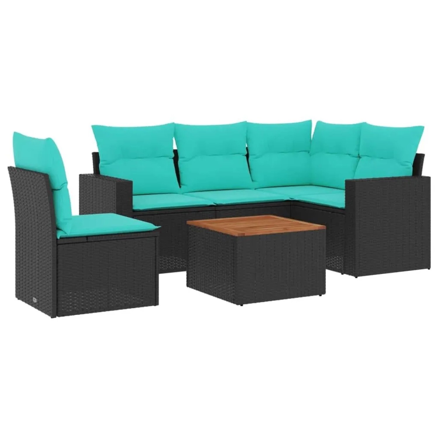 vidaXL 6 Tlg Garten-Sofagarnitur mit Kissen Schwarz Poly Rattan 3256456