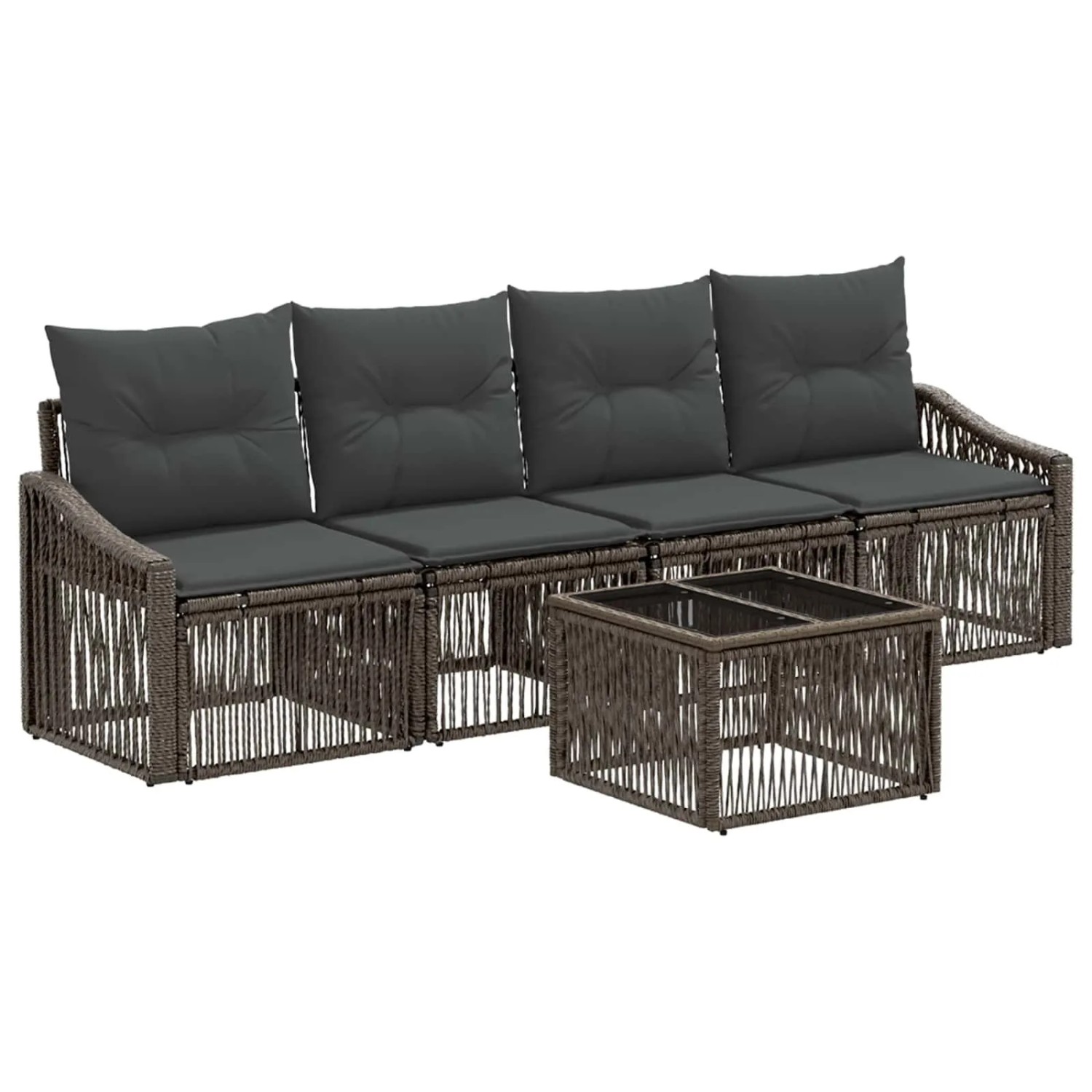 vidaXL Gartensofa-Set 5-Tlg Grau Poly-Rattan 3435932