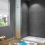 Duschparadies Walk-In Dusche mit Falttür, 76x185cm, 6mm Nano Glas, chromfarbener Rahmen.