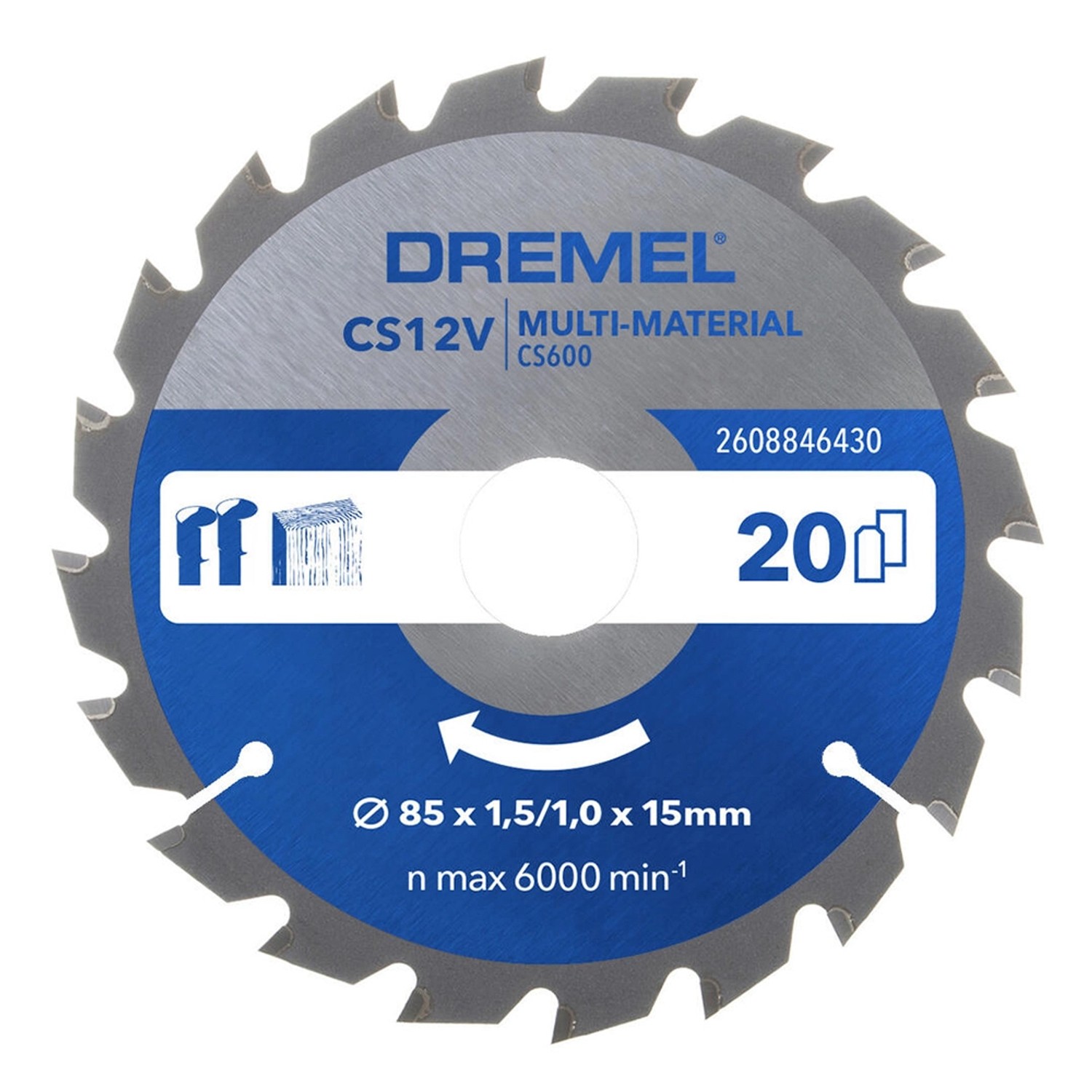 Dremel Kreissägeblatt CS600 für Mobile-Sägestation CS12V, Ø 85 mm, Multi-Material