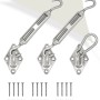 Edelstahl Schwerlast Befestigungsset für dreieckige Sonnensegel mit Spannschrauben, Karabinerhaken, Wandhaken, Schrauben, Dübel.