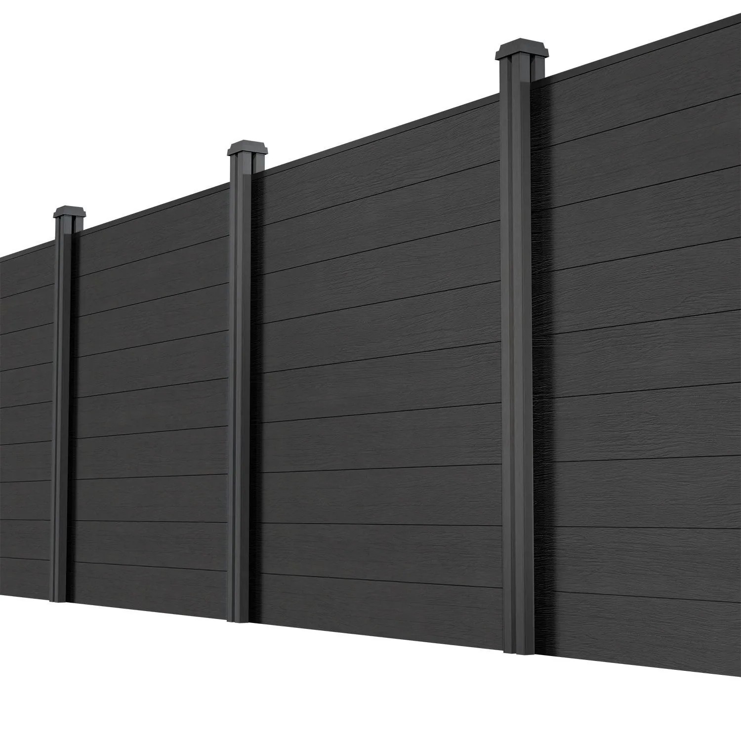 Juskys WPC Sichtschutzzaun 10er Set - 10x Element + 11x Pfosten