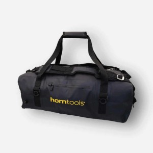 Schwarze, wasserdichte Horntools Expedition Bag (90 Liter) für Camping & Outdoor.