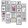 Bomoe Blossom Bilderrahmen Set, 24-teilig, schwarz, mit verschiedenen Motiven für eine individuelle Wandgestaltung.