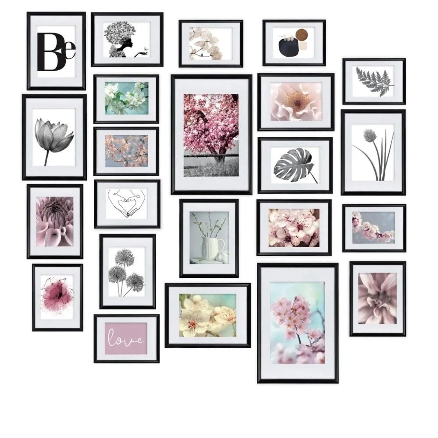 Bomoe Blossom Bilderrahmen Kunststoff Schwarz 24tlg