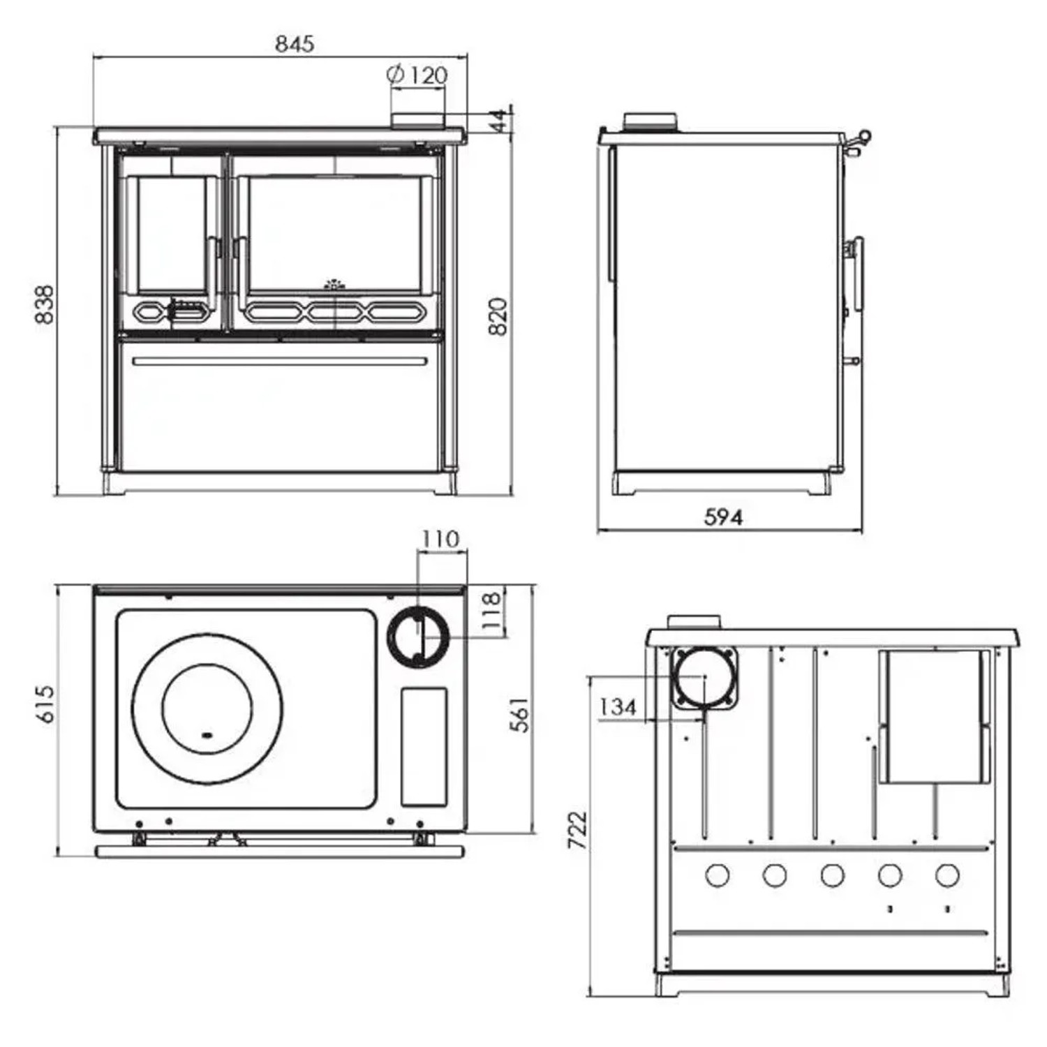 Plamen Küchenofen Holzherd 850 Glas Rot Linke Version und 8 kW_2