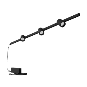 Schwarze Philips Hue Perifo LED-Schienenleuchte mit 3 Spots für Wand- und Deckenmontage.