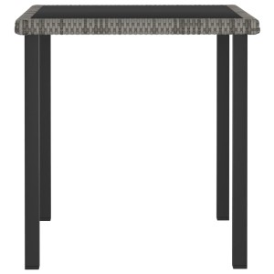 Grauer vidaXL Garten-Esstisch, 70x70 cm, aus Poly Rattan mit Glasplatte.