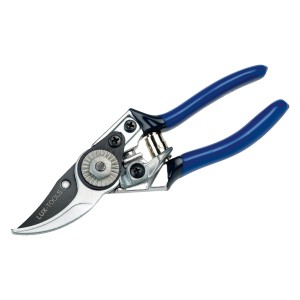 LUX Rebenschere mit Bypass, Gartenschere mit blauen Griffen und antihaftbeschichteter Klinge.