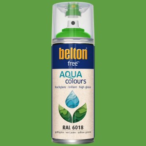 Belton Free AQUAcolours Buntlack RAL 6018 Gelbgrün hochglänzend, 400ml Dose.