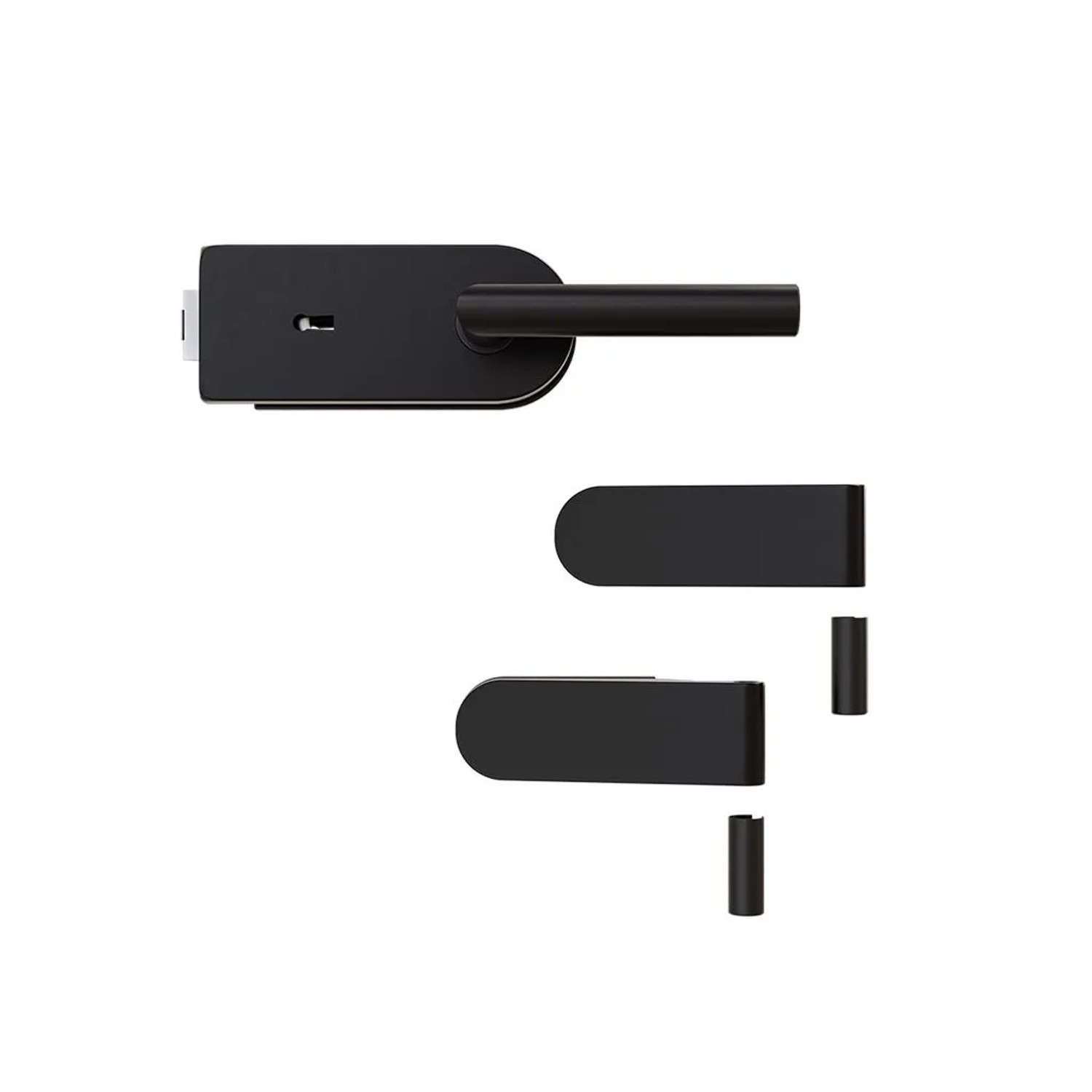 Hansaglas Glastürbeschlag Studio Buntbartschloss Gerundet Glastür Beschlag-Set Schwarz