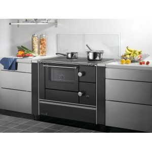 Westminster Küchenofen K 176 A-90 links, Stahl Schwarz, 5 kW mit Kochplatte und Backofen.