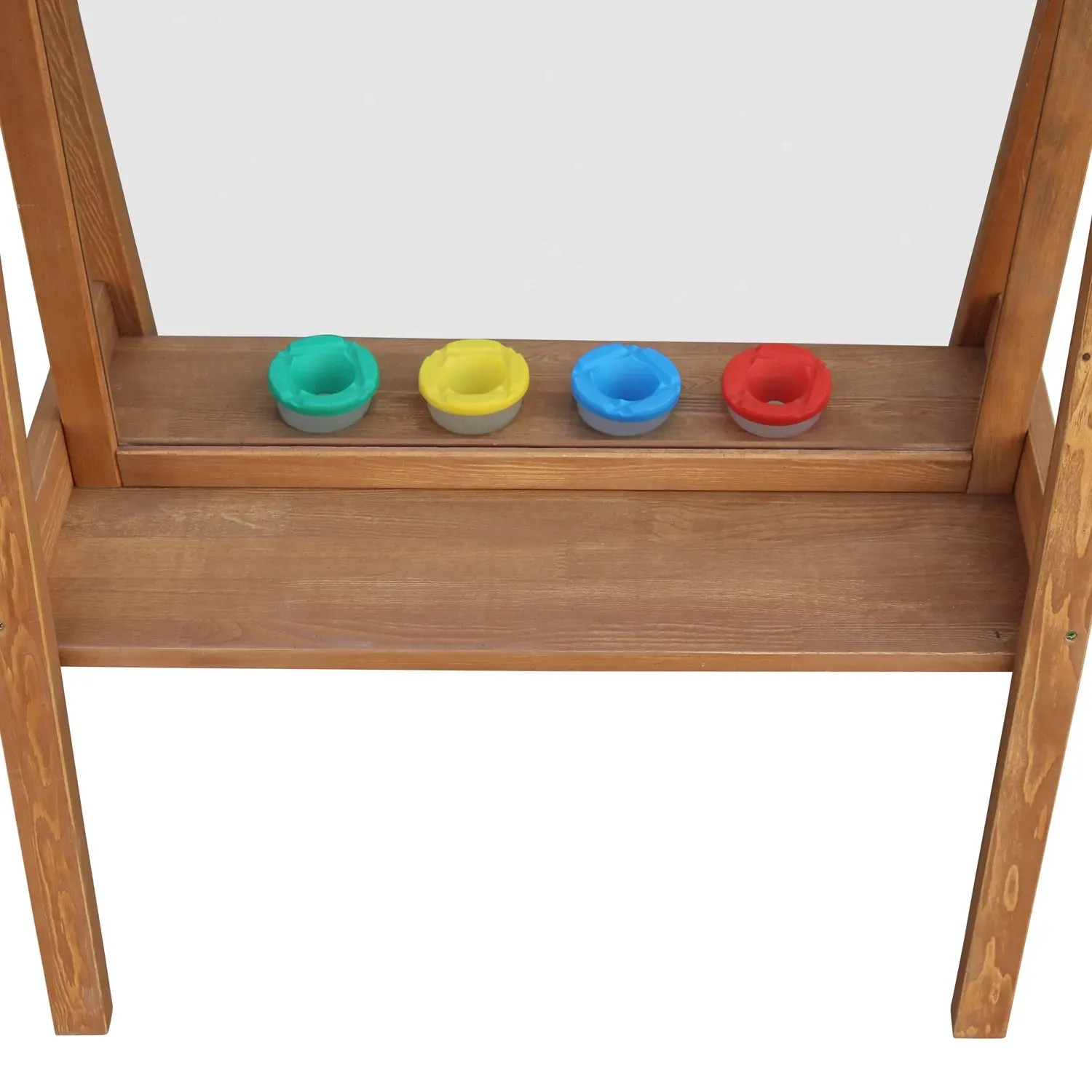 Axi Kinderstaffelei Eric, dunkelbraun, mit Farbnäpfen auf Ablage.