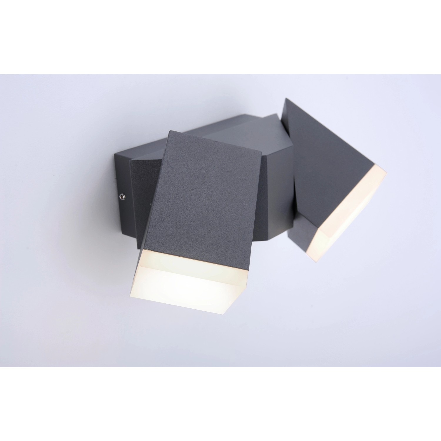 Moderne LED Bad-Wandleuchte Ryan von Paul Neuhaus in Anthrazit. Schwenkbare Leuchtenköpfe.