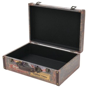 HMF VKO107 Vintage Vintage Koffer Truhe Holzkiste Holz 38 x 26 x 13 cm Deko Garage