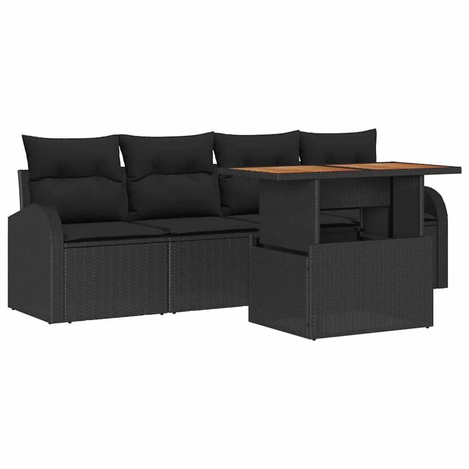 vidaXL Garten-Sofa-Set mit Kissen 5-Tlg Schwarz 3349519