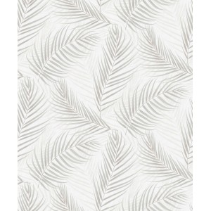 Erismann Vliestapete mit Palmblätter Design in Grau/Weiß für tropisches Flair.