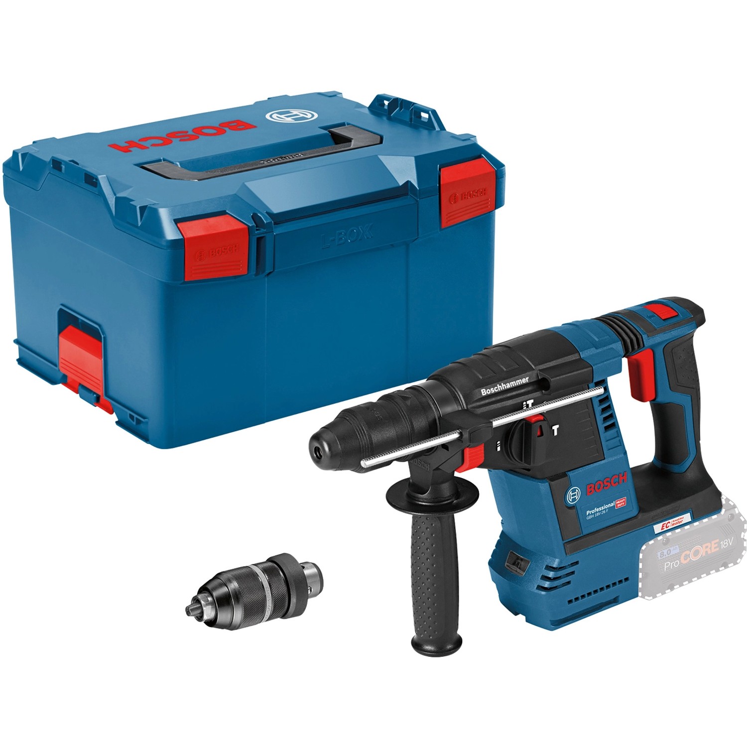 Bosch Professional Akku-Bohrhammer GBH 18V-26F mit Zubehör in L-Boxx