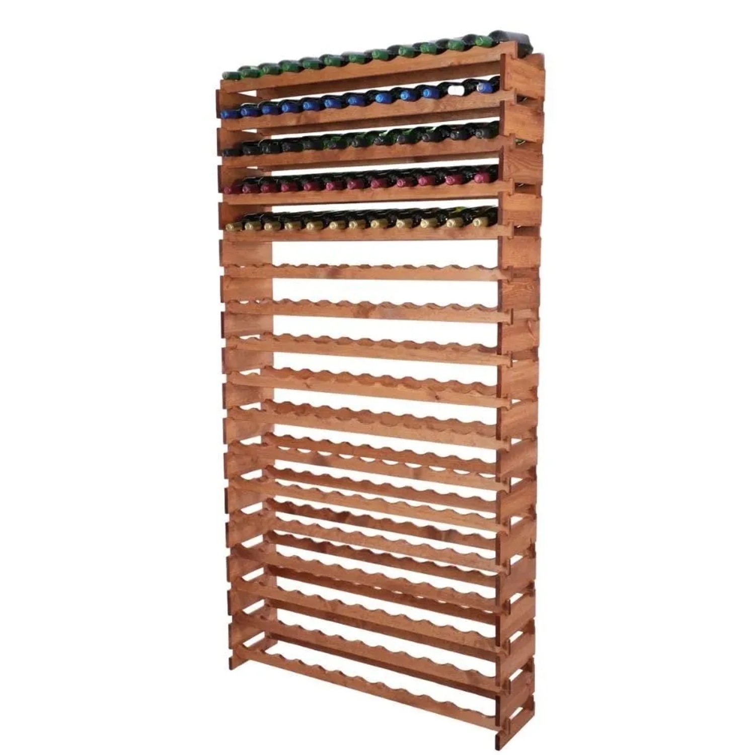 PROREGAL Weinregal VINOTECA FLEX PRO HxBxT 233x123x28cm 204 Flaschen Auf 17 Ebenen Massives Kiefernholz Braun Geölt