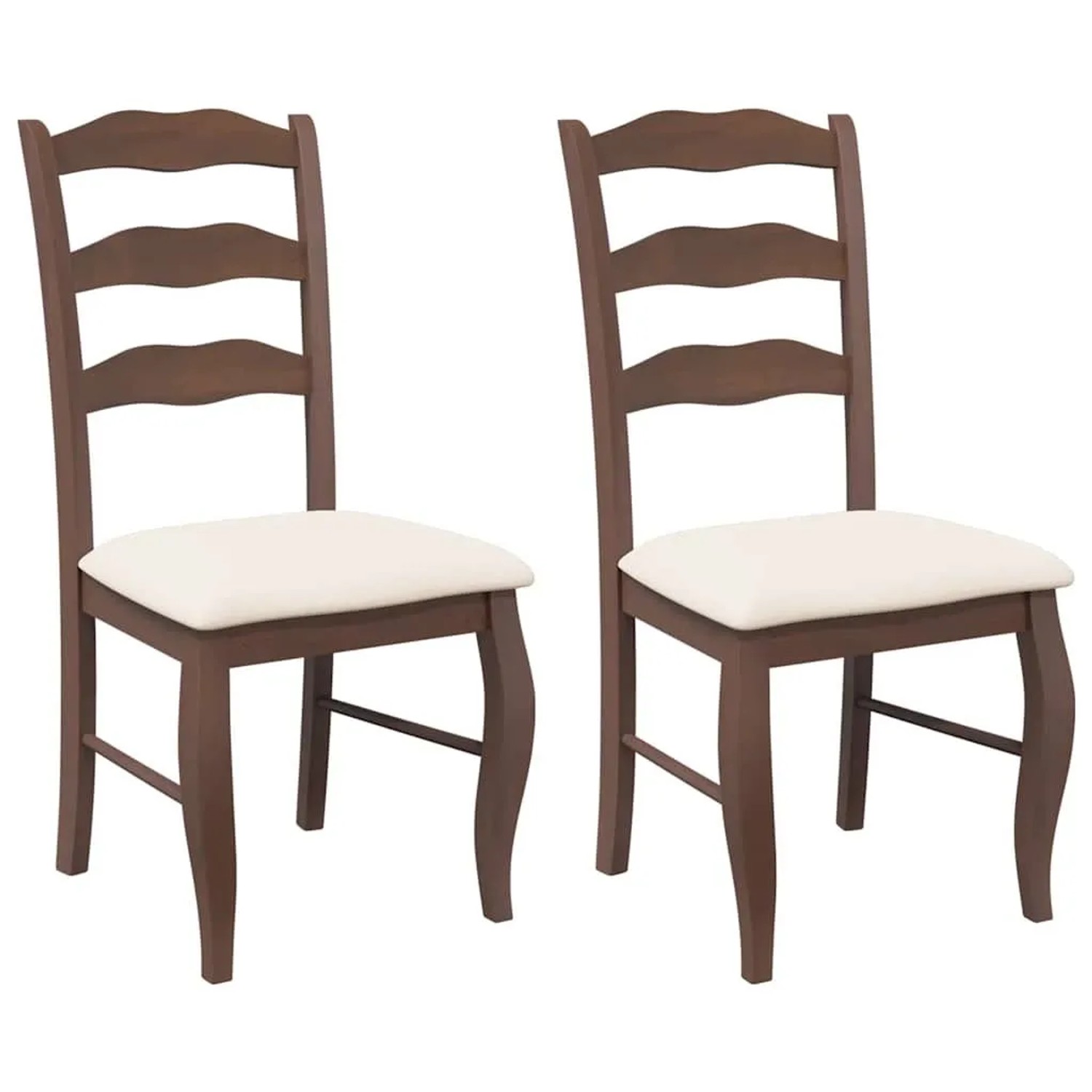 DELUKE Esszimmerstühle RESZ Mit Kissen 2er Set Braun-Creme Massivholz Küchenstuhl Wohnzimmerstühle Essstühle Bequem