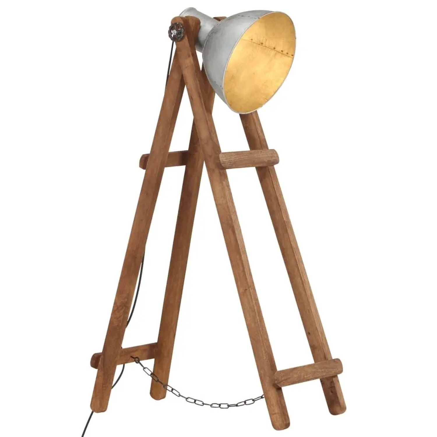 vidaXL Stehlampe Silbern E27 Mango Massivholz 320587