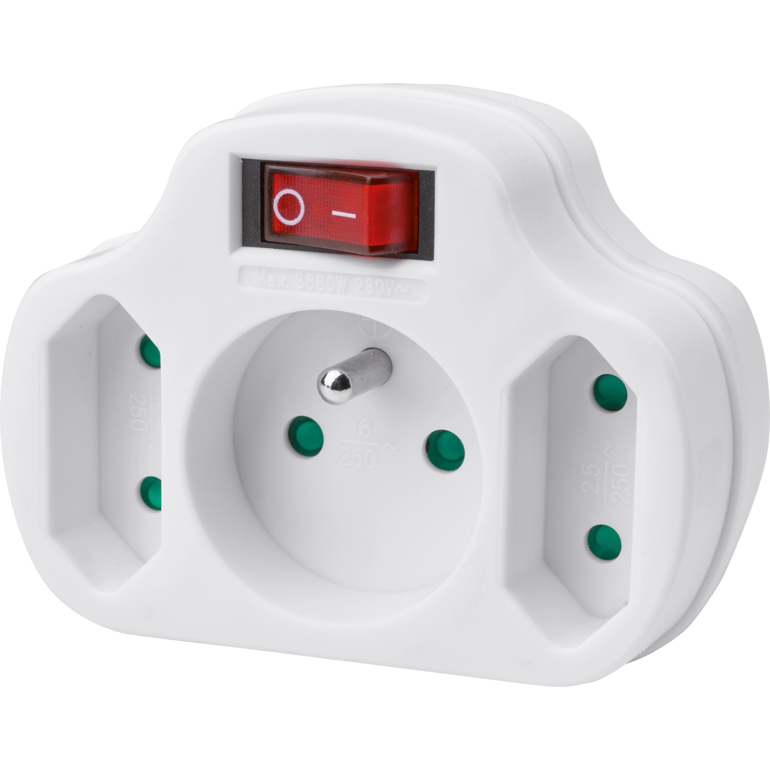 Übergangsstecker 3-fach Weiß