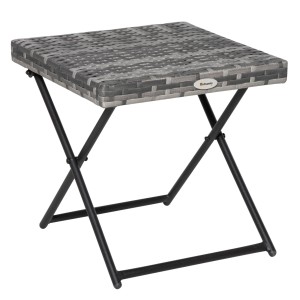 Outsunny Balkontisch, klappbarer Gartentisch aus Polyrattan mit Stahlgestell.