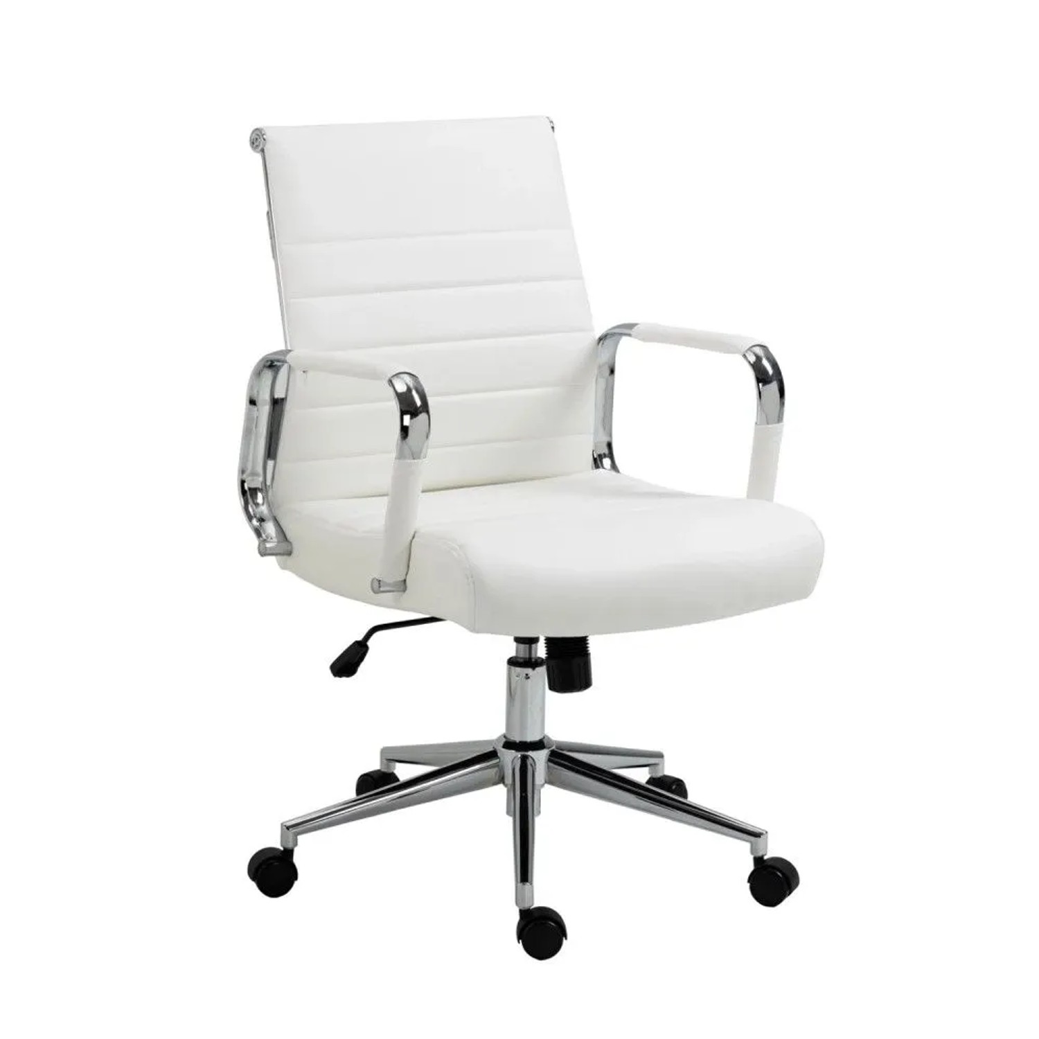 Svita Office Comfort Bürostuhl Schreibtischstuhl Drehstuhl Niedrige Rückenlehne Kunstleder Weiß
