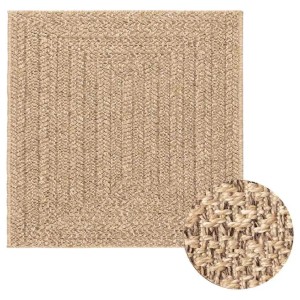Quadratischer, beiger Outdoor-Teppich in Jute-Optik, 200x200 cm.