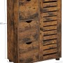 Songmics Badezimmerschrank Hanis, braunes Bad-Standregal mit 3 Schubladen und Tür.