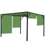 Grüne MCW Pergola Beja 3x4m mit Schiebedach und Stahlgestell für Terrasse & Garten.