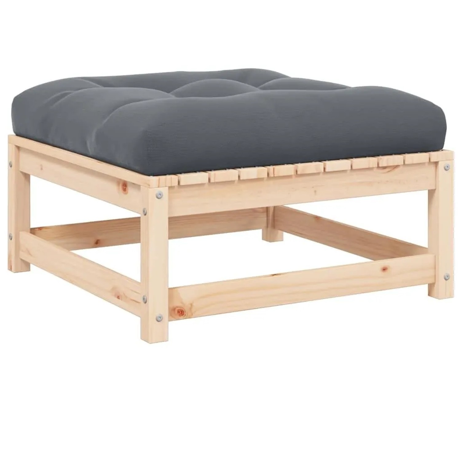 vidaXL Garten-Fußhocker mit Kissen Massivholz Kiefer 807288