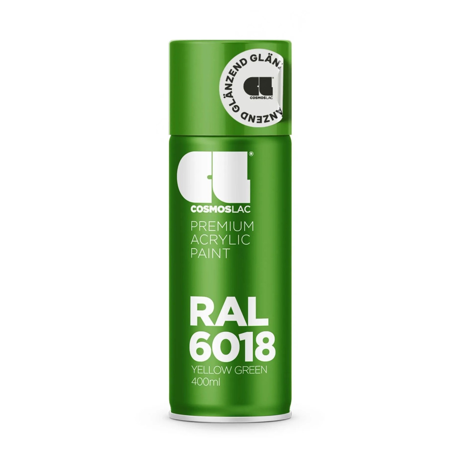 COSMOS LAC Acryllack Sprühdose in Vielen RAL Farbtönen  400ml Spraydose Perfekt für DIY Upcycling  RAL 6018 Gelbgrün
