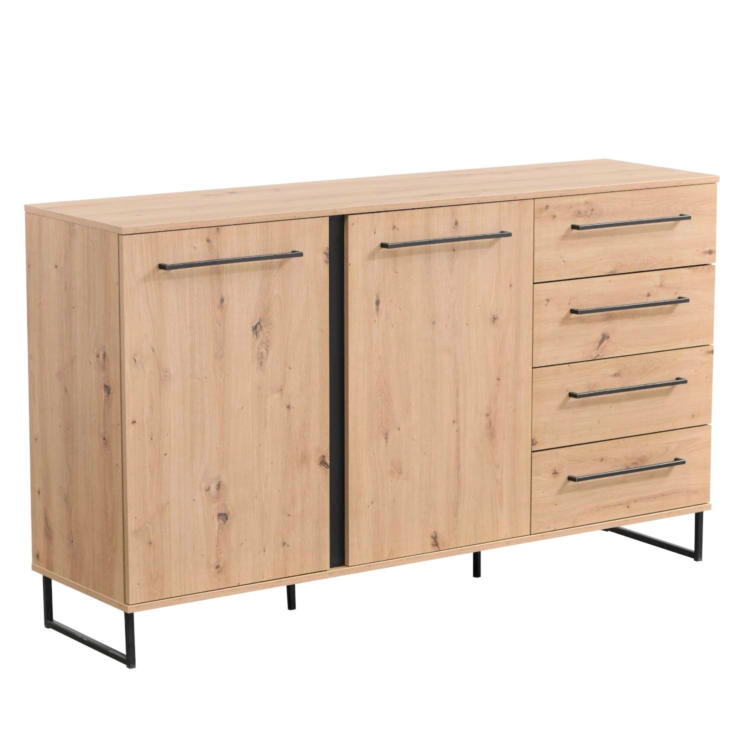 Homestyle4u Kommode Sideboard Schwarz Holz Schrank Wohnzimmerschrank günstig online kaufen