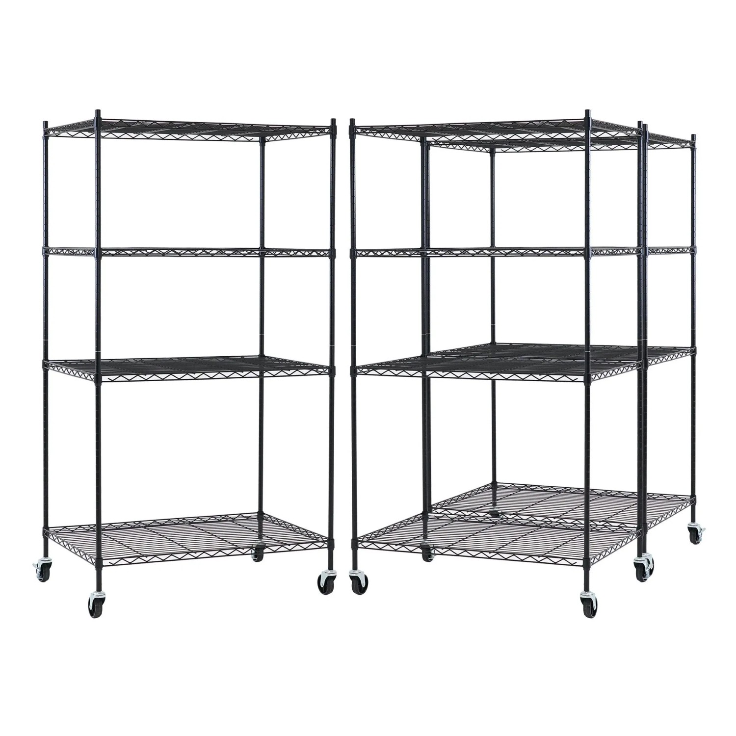 PROREGAL Mega Deal 3X Gitterregal HADES Mit Rollen & 4 Gitterböden Metall 160x90x60cm Fachlast 75kg Metallregal Schwarz  Küchenregal Aufbewahrung