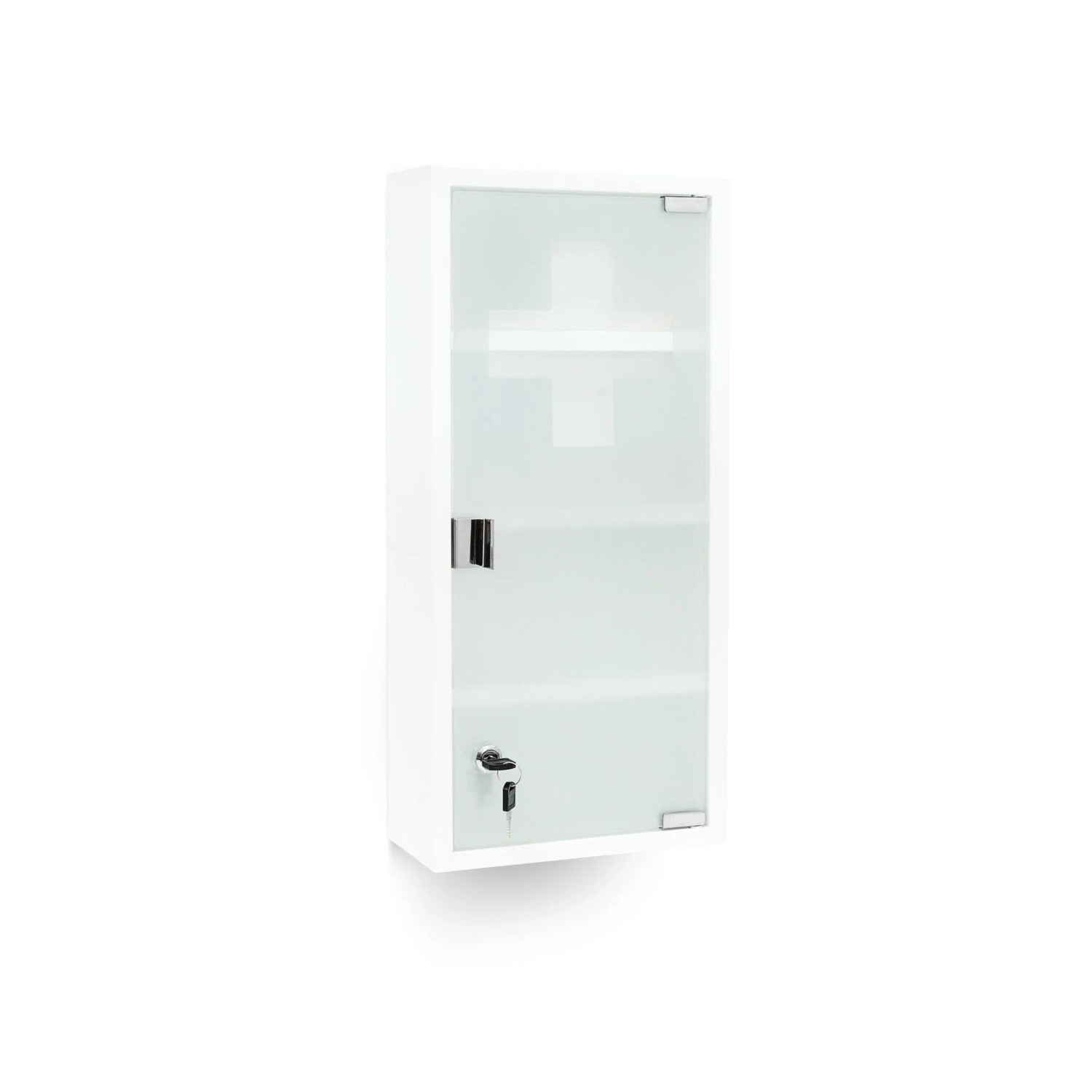 Relaxdays Medizinschrank Metall Glas Weiß Abschließbar 57 cm x 27 cm x 12 cm 3,7 kg