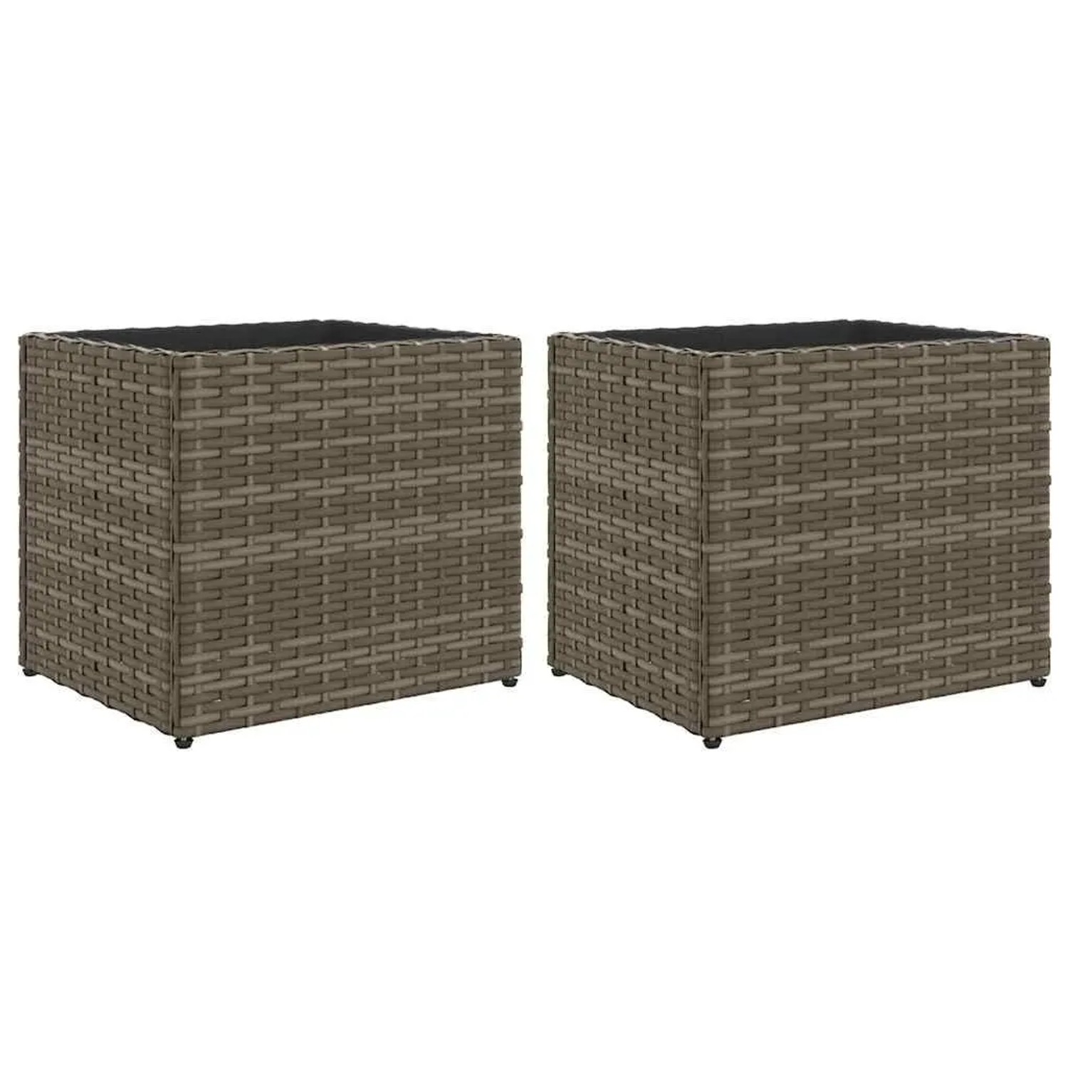 vidaXL Pflanzkübel 2 Stk Grau 36x30x32 cm Poly Rattan 3210533