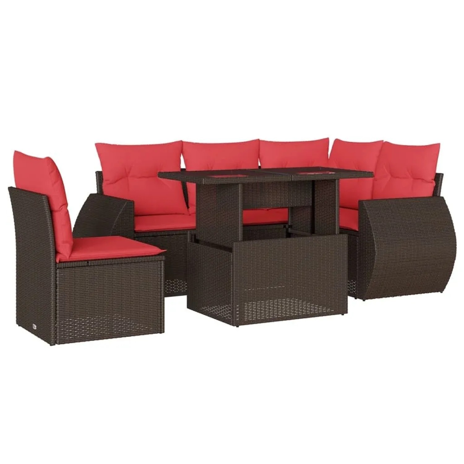 vidaXL 6-Tlg Gartensofa-Set mit Kissen Braun Polyrattan 3268544 günstig online kaufen