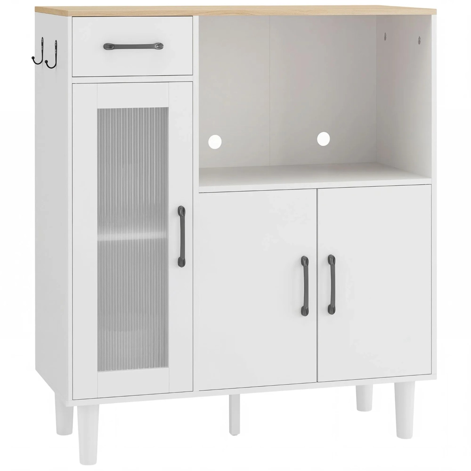 HOMCOM Sideboard Spanplatte Acryl 80L x 34B x 91H cm Weiß