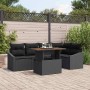 Schwarzes 6-tlg. vidaXL Garten-Sofa-Set mit Tisch und Stauraum aus Poly Rattan.