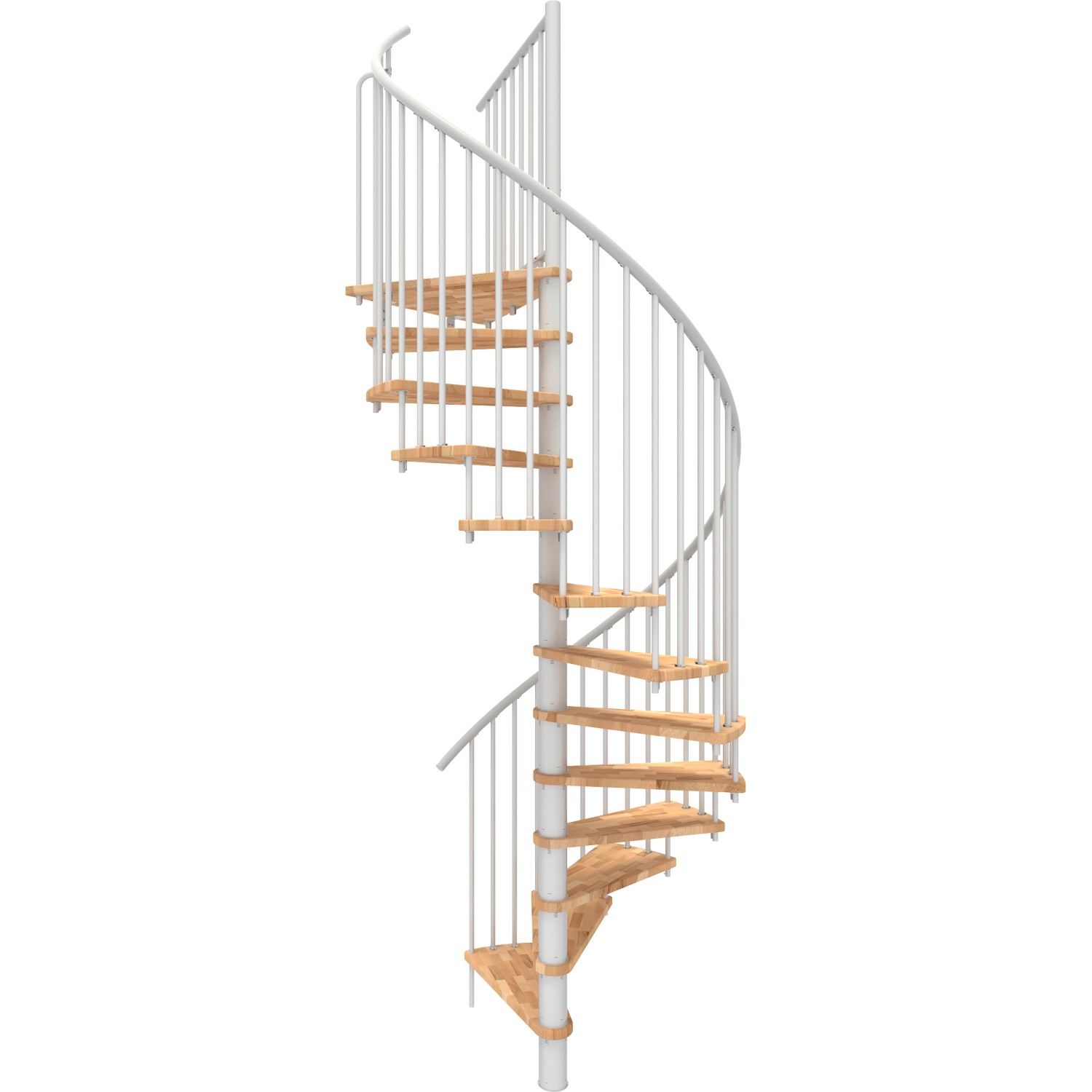 Minka Spindeltreppe Spiral Smart Buche Weiß Ø160 cm Geschoßhöhe bis 305,5 cm