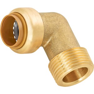 Steck-Winkel aus Messing, 18 mm x 26,4 mm (R 3/4), für Gewindefittings in Heizung & Wasser.