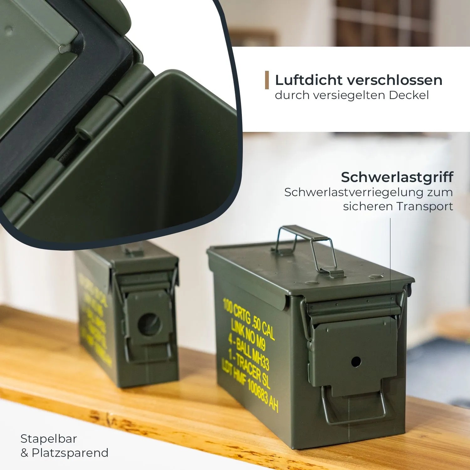 HMF 70011 Munitionskoffer US Ammo Box Metallkiste 30 x 19 x 16 cm Grün_4
