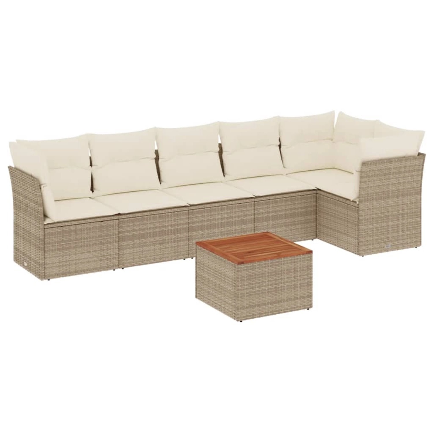 vidaXL 7-Tlg Garten-Sofagarnitur mit Kissen Beige Poly Rattan 3255981 günstig online kaufen