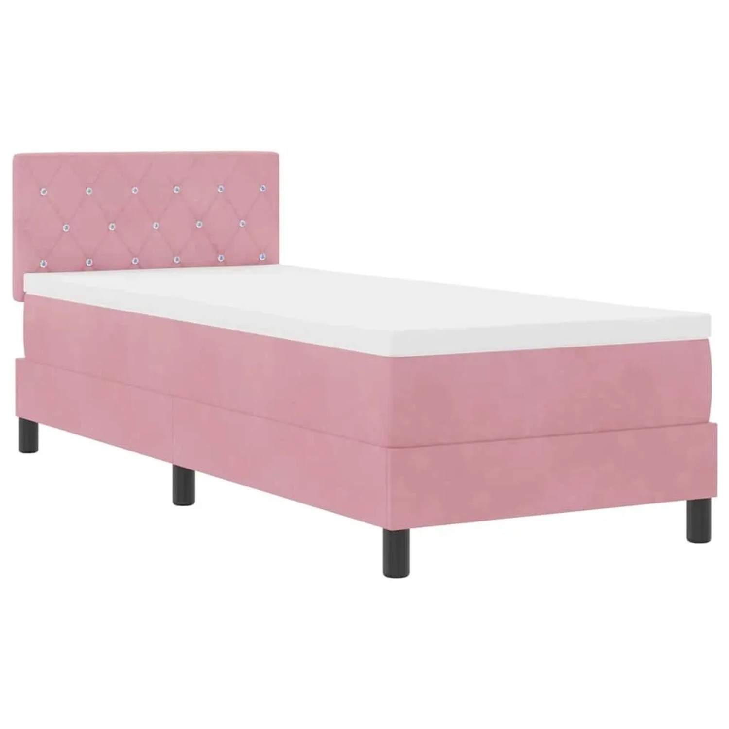 vidaXL LED Boxspringbett mit Matratze mit LED Rosa 80 x 200 cm Samt 3342553