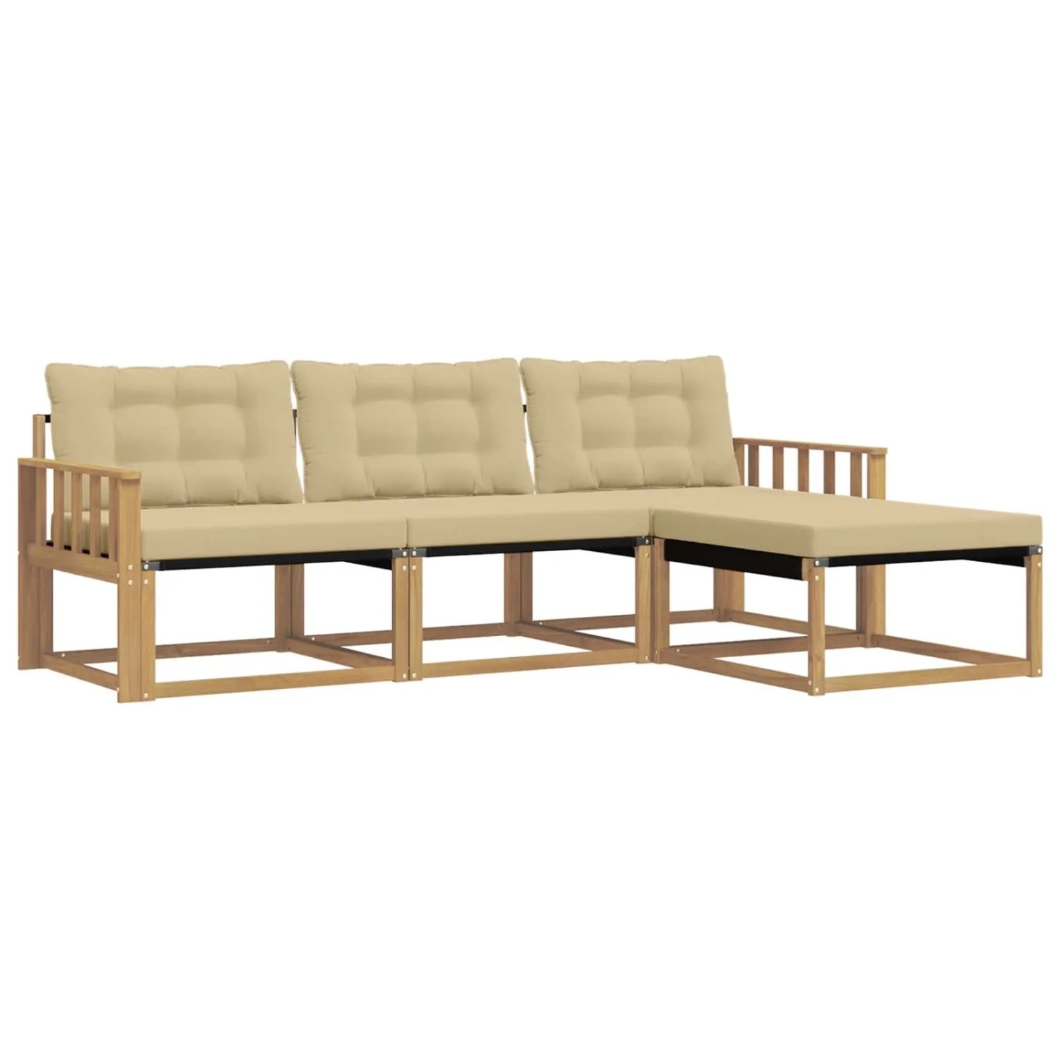 vidaXL Outdoor-Sofagarnitur mit Kissen 4-Tlg Weiß und Beige 3388563