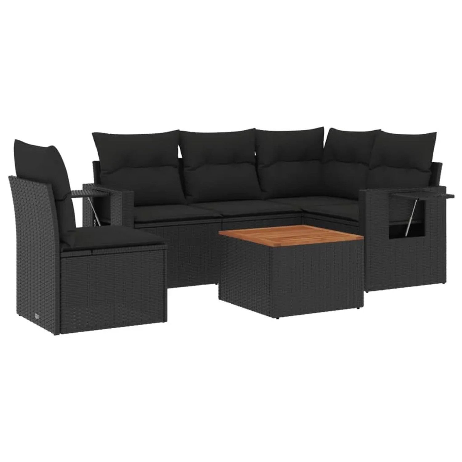 vidaXL 6-Tlg Garten-Sofagarnitur mit Kissen Schwarz Poly Rattan 3224564 günstig online kaufen