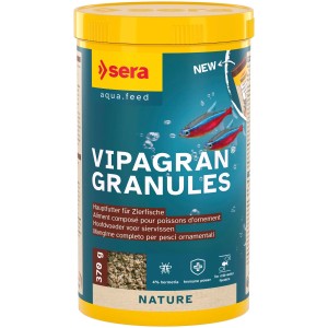 Sera Vipagran Nature Fischfutter Granulat, 1000ml Dose für Zierfische.