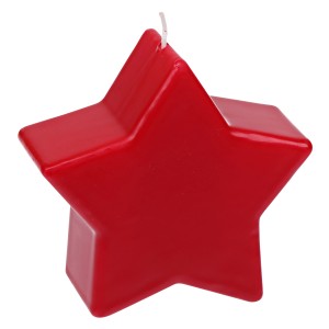 Rubinrote Steinhart Figurenkerze in Sternform, 10,5x11,5x5 cm. Dekorative Stumpenkerze für stimmungsvolle Beleuchtung.