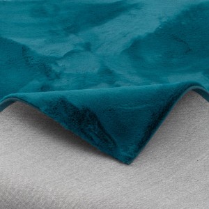 Petrolfarbener Pergamon Luxus Fellteppich Super Soft Plush, 60x90 cm.
